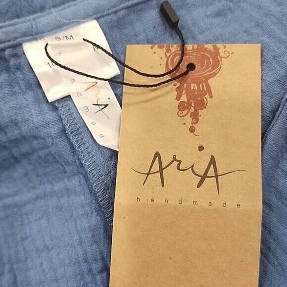 ARIA Handmade Tunic Top Gaucha blue Womens NWT S/M - Picture 8 of 11